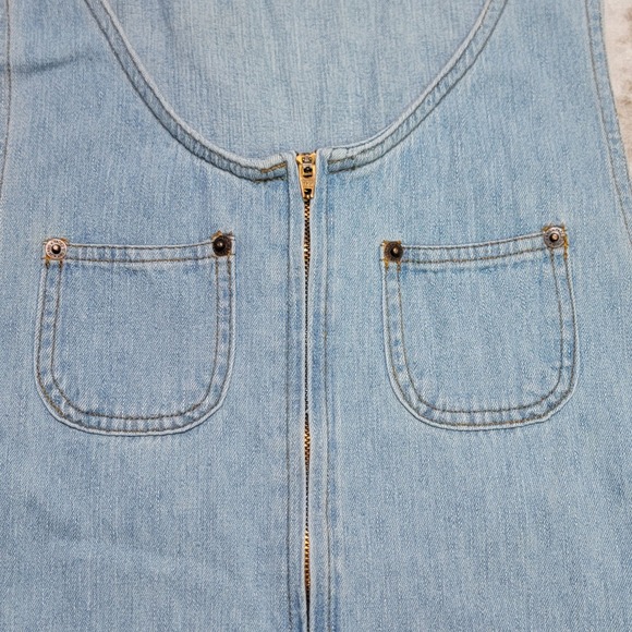 Vintage 90s Soft Girl Denim Zip Jumper Medium Coastal Dress Y2K Cottage - Picture 5 of 10